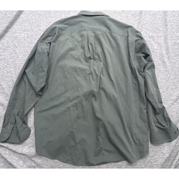 Hathaway Button Down Shirt Men's Size 16 Check Long Sleeve Solid Causal Green - Picture 5 of 7